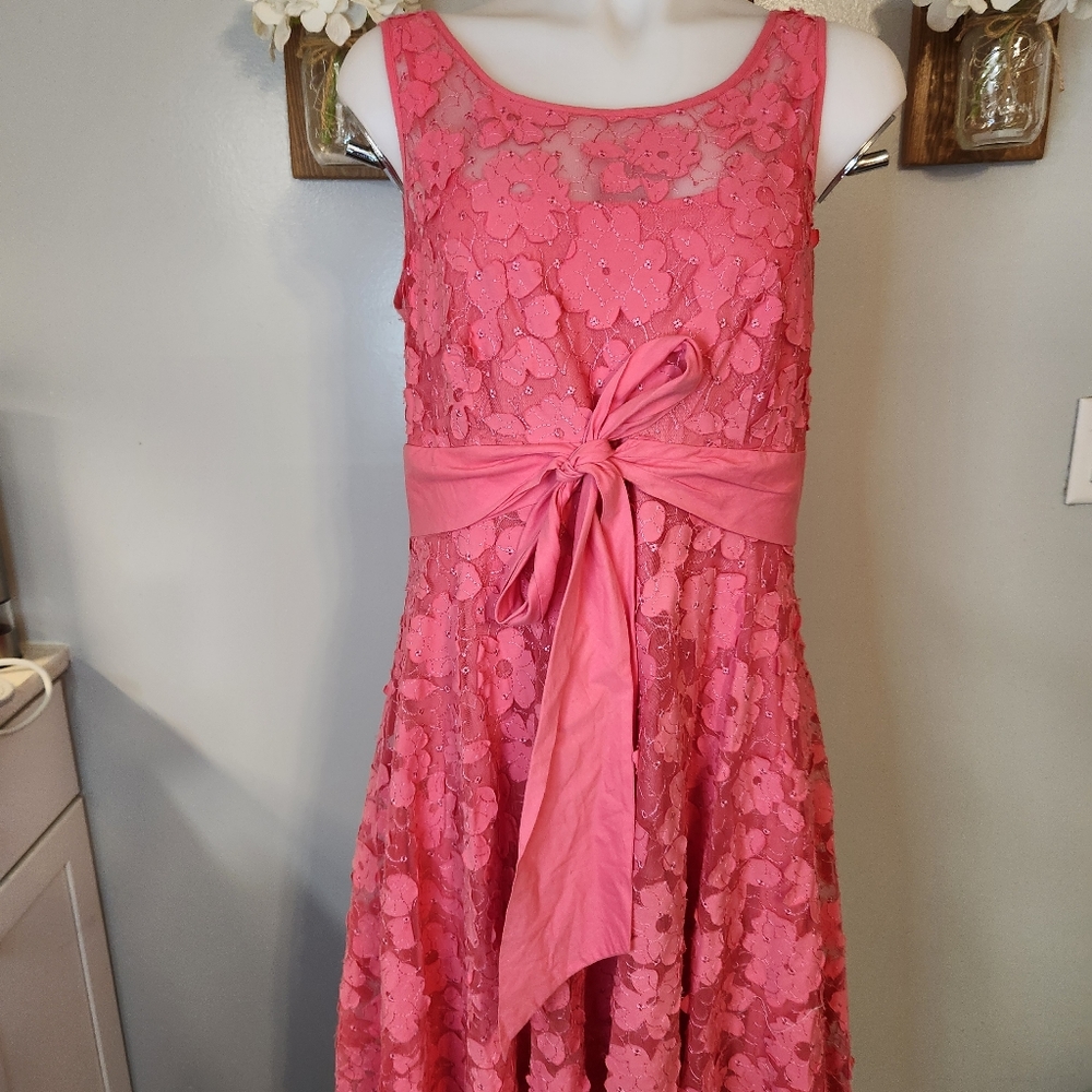Coldwater Creek Floral Mesh Overlay Fit & Flare Sleeveless Dress